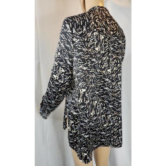 Women's Halston Blouse Size M Black Tan - Picture 2 of 8